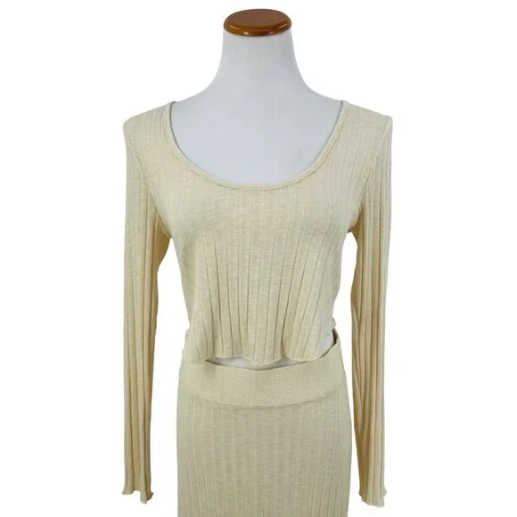 NWOT Free People Knit Co-Ord Top Maxi Skirt Set | Coastal Soft Girl Minimalist L - Picture 5 of 16